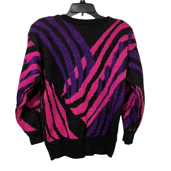 Vintage 80s Donagain Metallic Pink Purple Sweater - Picture 4 of 8